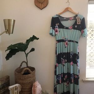 Blue/Grey striped Maxi